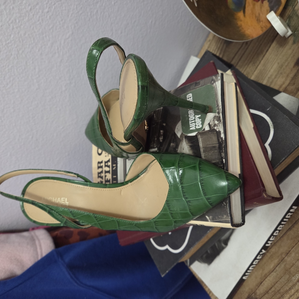 Michael Kors Green Suede Stiletto Heels with Ankle Strap